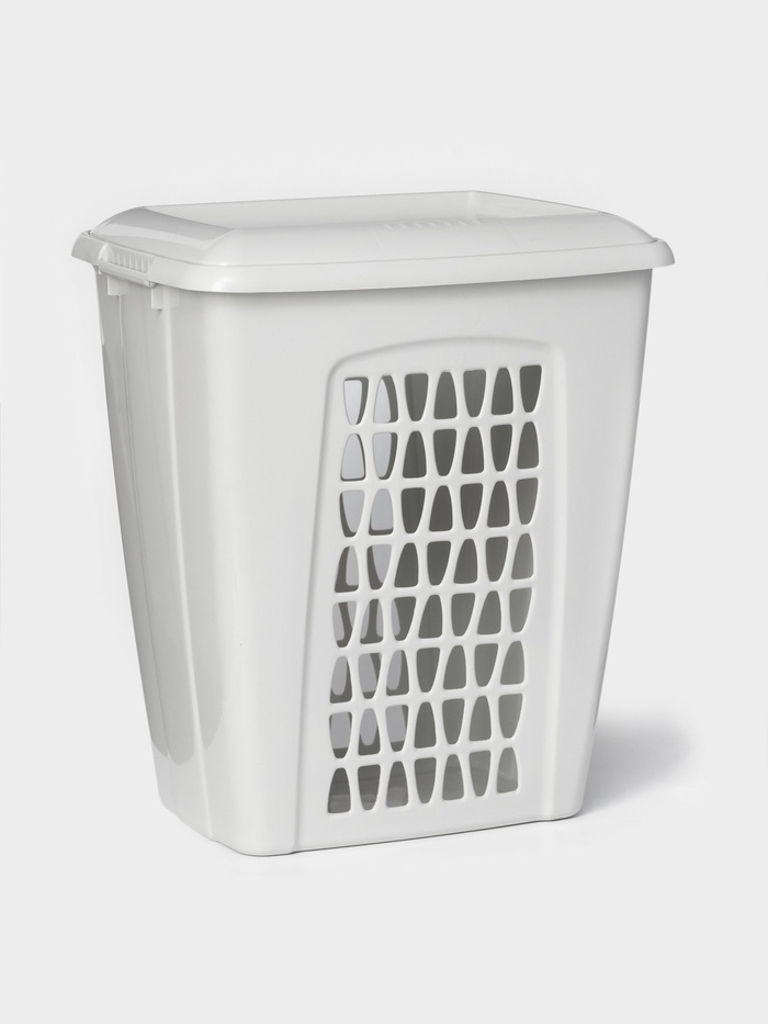 Корзина бельевая «Молетта», 45 л, 43×32×48 см, с крышкой, светло-серая