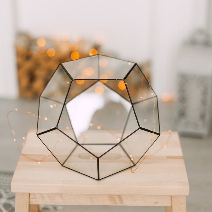 Флорариум «Мячик», большой, стекло, швы чёрные