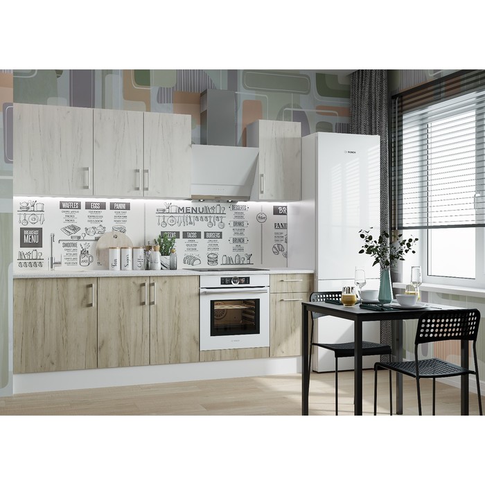 Кухня под встраиваемую технику «Европа», 2400 мм, цвет серый крафт/дуб белый крафт