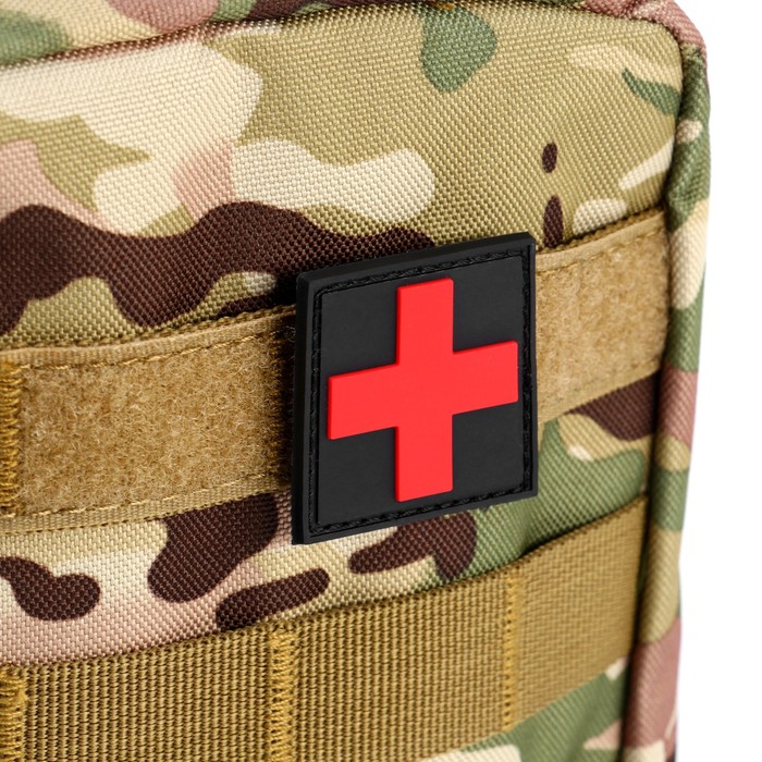 Аптечка тактическая-подсумок, камуфляж мультикам, 15×19 см, бежевая/зелёная