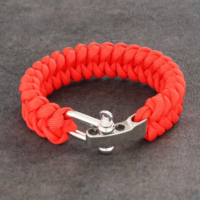 Браслет из паракорда, 23 см, паракорд 3 м, с металлической застежкой, красный