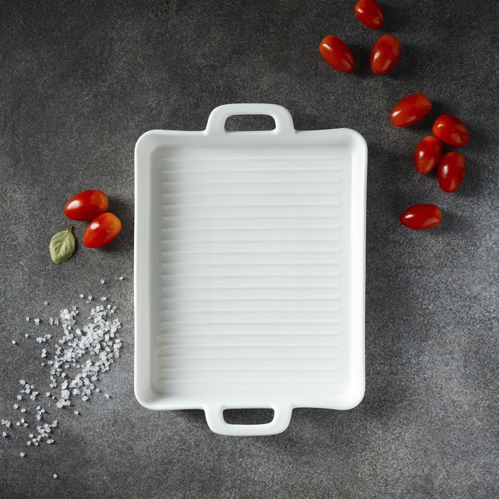 Блюдо для запекания Magistro «Гриль Бланш», 600 мл, 25.3×17.8×3 см, фарфор, белое