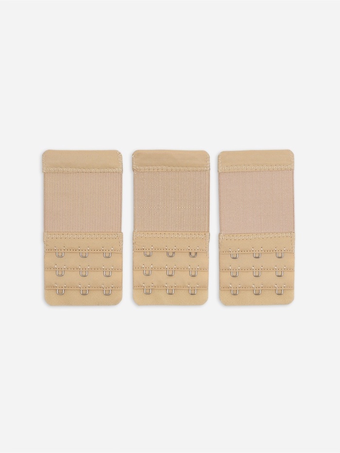 Застёжка для бюстгальтера, удлинитель, 3 ряда 3 крючка, 5×10.5 см, 3 шт., бежевая