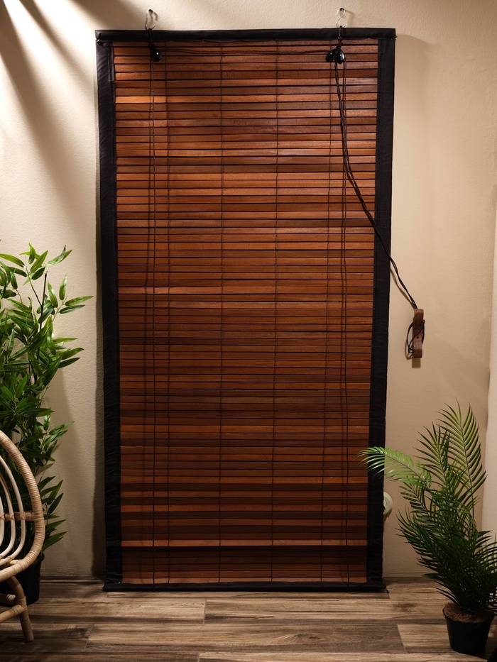 Жалюзи деревянные, 200×100×0.7 см, с тёмной рамкой