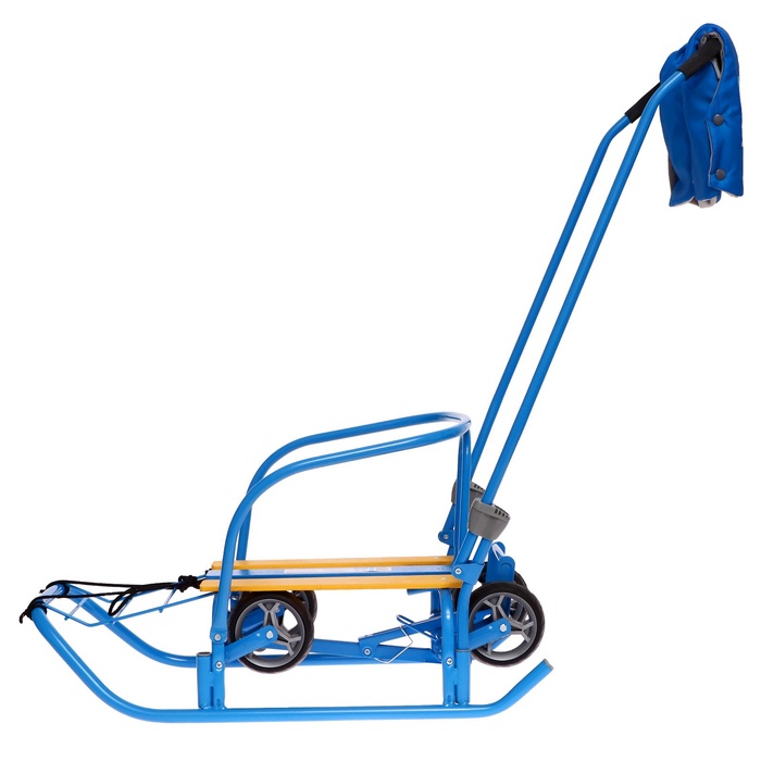 Санки детские с колёсами Nika Kids «Ветерок 7 универсал», с ручкой, с рукавичками, голубые