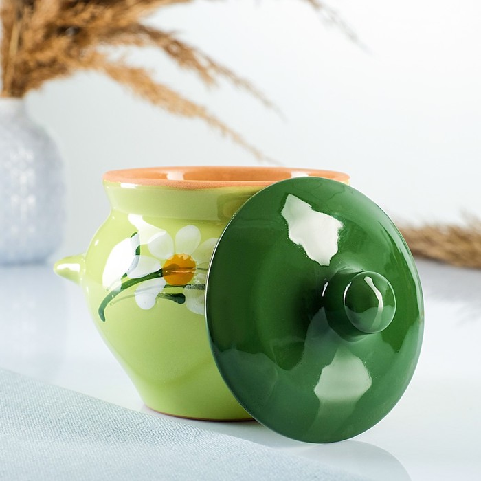 Горшки для запекания Борисовская керамика «Классика», 500 мл, набор 4 шт., зелёные