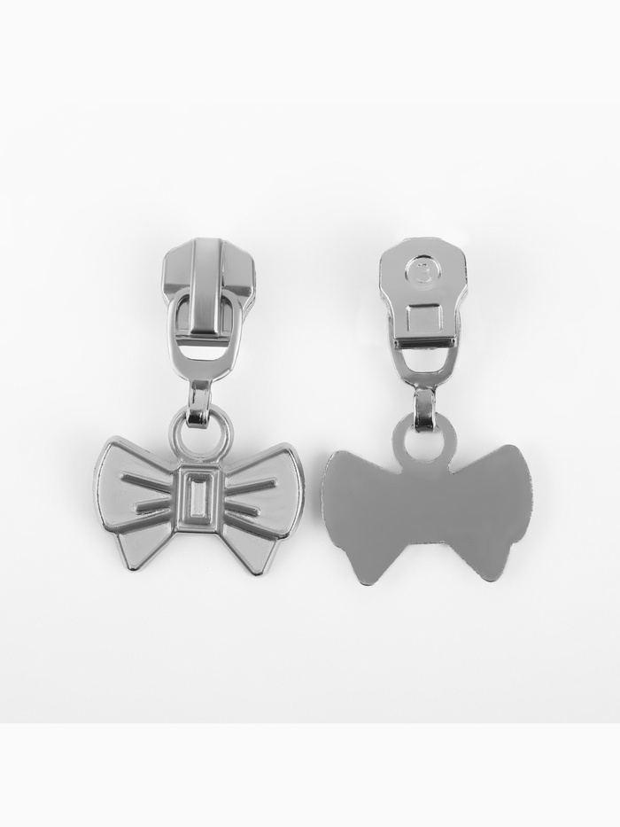 Бегунок для металлической молнии, №3, «Бант», 10 шт., цвет никель