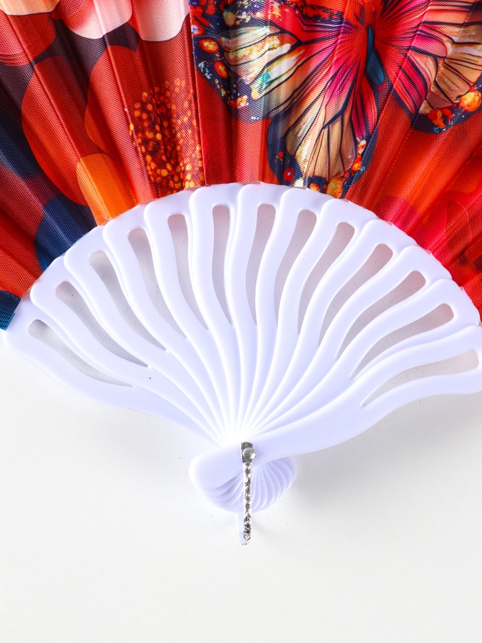 Веер складной «Бабочки и цветы», 23 см, МИКС