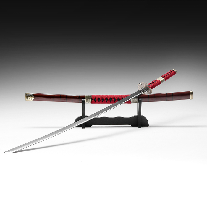 Макет оружия «Сувенирная катана на подставке», чёрные ножны с иероглифами, 104 см