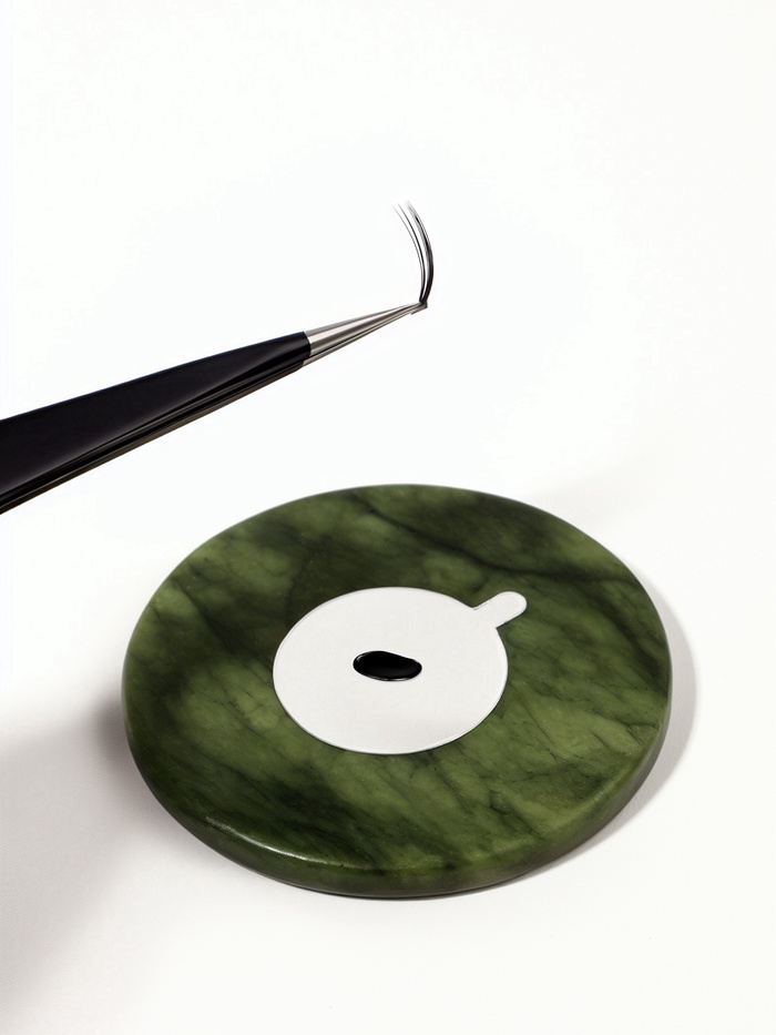 Камень под клей для наращивания ресниц, d=5 см, круглый, изумрудный