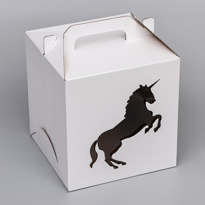 Кондитерская упаковка «Единорог», 2 окна, 26×26×28 см