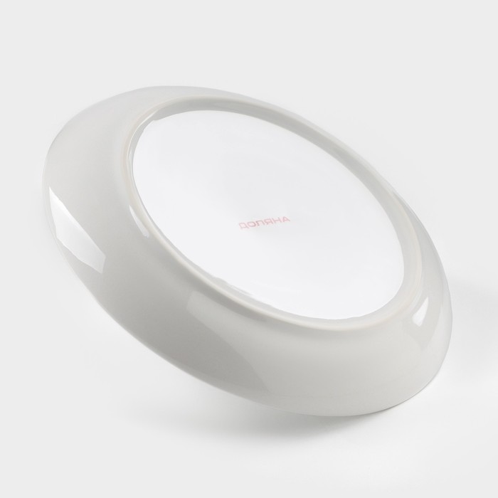 Блюдо «Зайка в золотом», d=20.5 см, доломит, белое