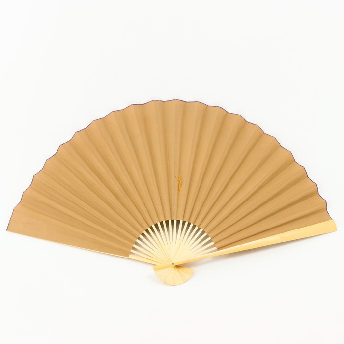 Веер большой складной «Зелёные горы», настенный декор, белый, бамбук, текстиль, h=90 см