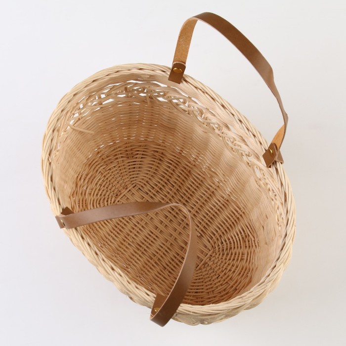 Корзина плетёная для хранения «Кори», 27×19×15 см, ручка h=16 см, ротанг, бежевая