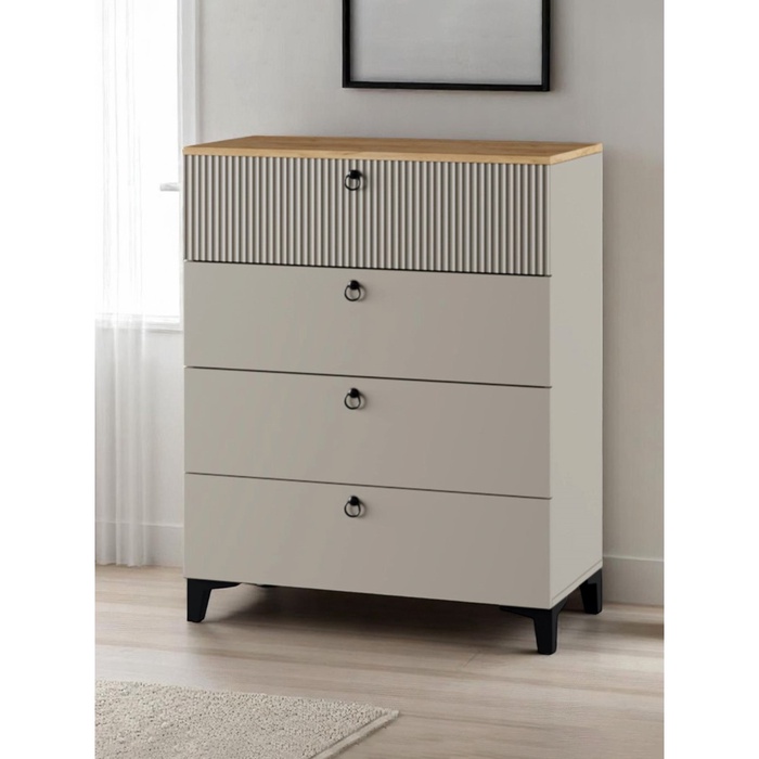 Комод «Ника», с 4 выдвижными ящиками, 800×410×916 мм, цвет кашемир/дуб/бежевый МДФ