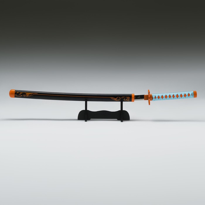 Макет оружия «Сувенирная катана на подставке. Нобу», 75 см, клинок 48 см, рукоять голубая