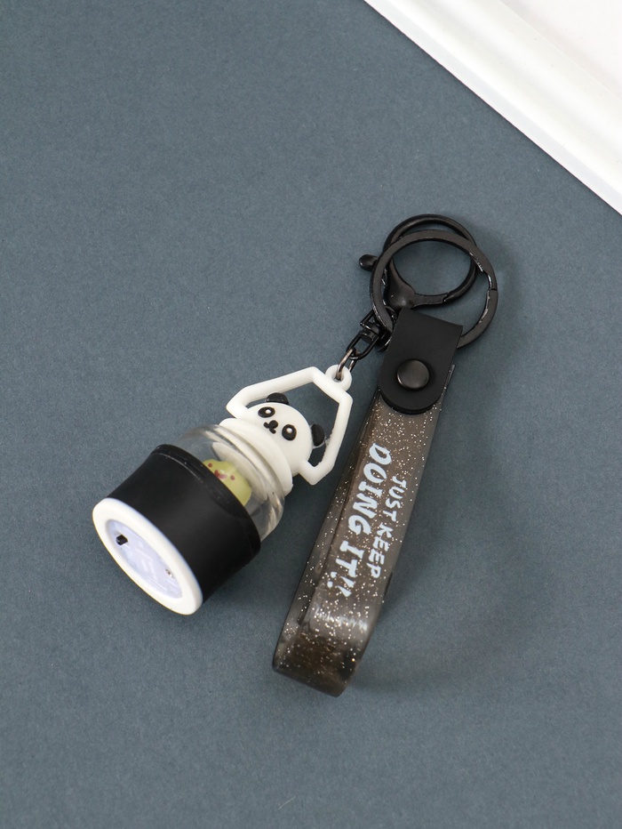 Брелок - фонарик для ключей на кольце с карабином, ремешком «Панда-лампа», 3.2×3.2×21 см