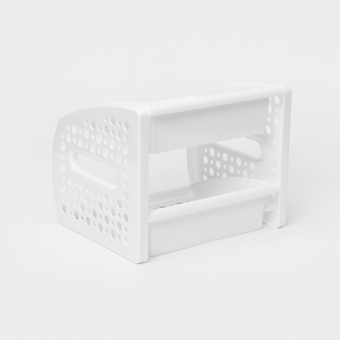 Этажерка кухонная настольная 2-х секционная Альтернатива, пластик, 20×25×21 см, белая