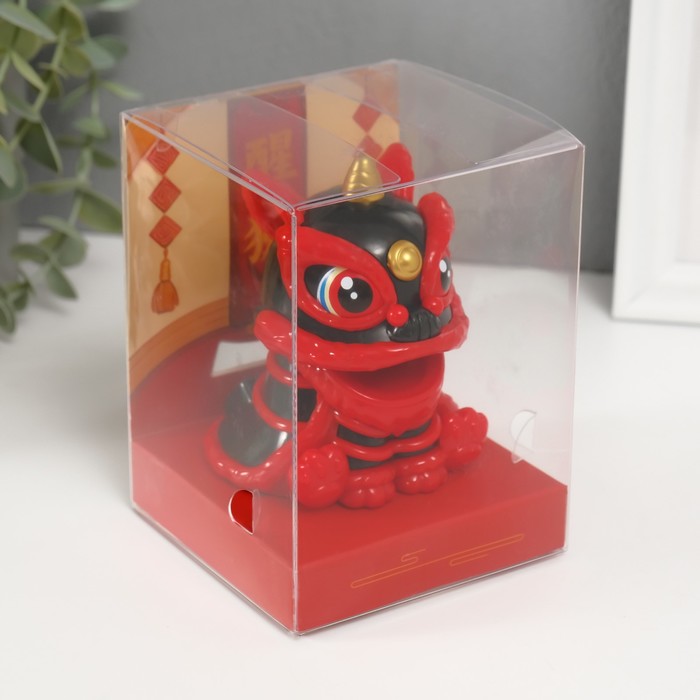 Маятник настольный антистресс «Китайский лев», пластик, красно-чёрный 8.5×7.3×8.5 см