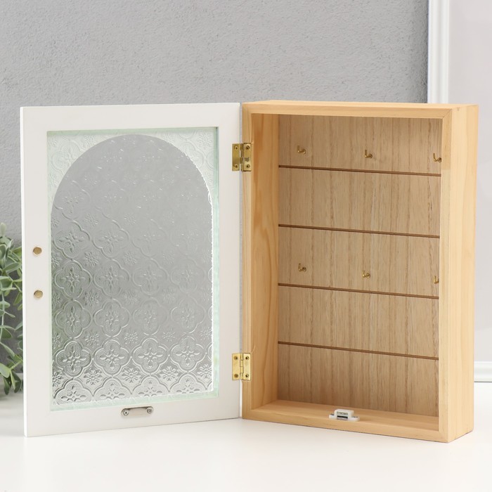 Ключница настенная «Витражное окно», дерево, 6 крючков, 20×7×28 см