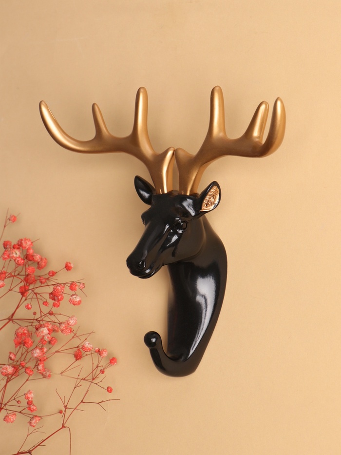 Декор настенный с вешалкой TAKE IT EASY «Олень», панно, 16.5×16 см, чёрный