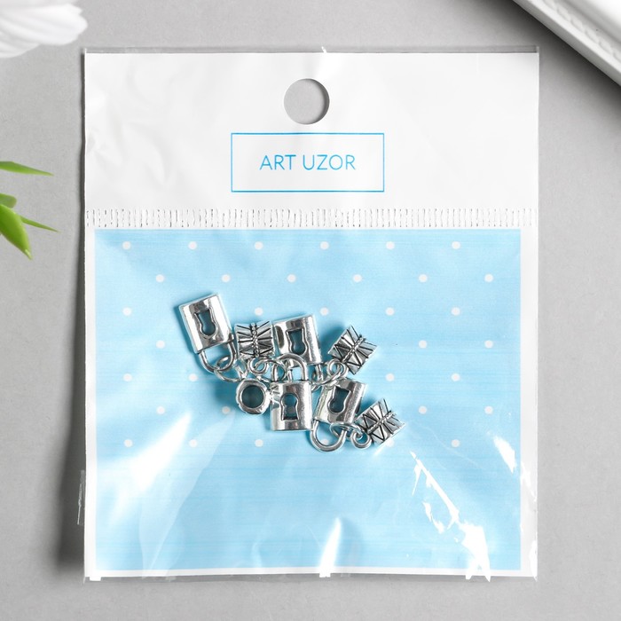 Бейл с подвеской металл для творчества «Замочек», серебро 2.2 см