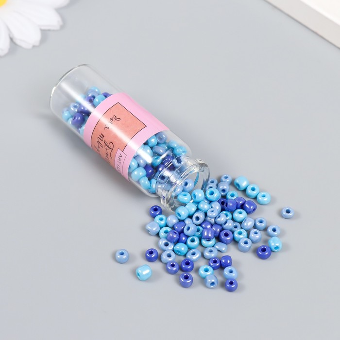 Бисер 6/0 в бутылочке «Оттенки ночного неба», 20 г, керамический блеск, 6×2×2 см