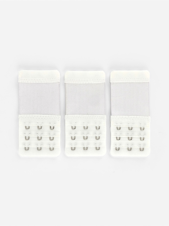 Застёжка для бюстгальтера, удлинитель, 3 ряда 3 крючка, 5×10.5 см, 3 шт., белая