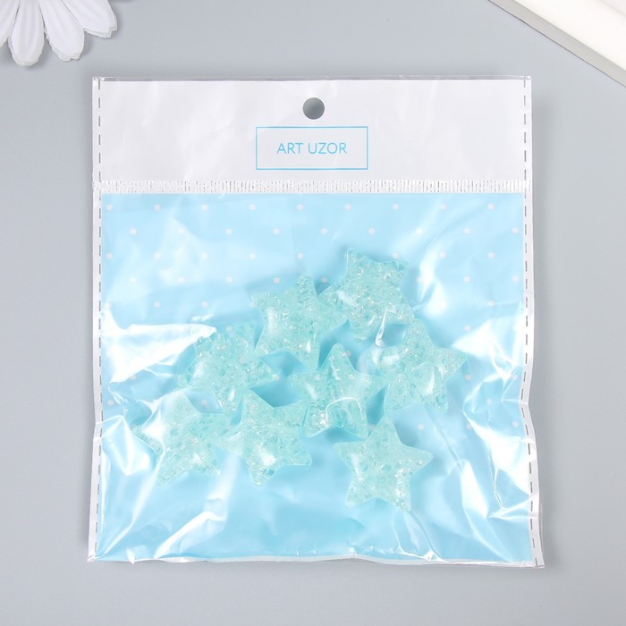 Бусина для рукоделия и плетения «Арт Узор. Звезда. Колотый лёд», пластик, прозрачно-зелёная, 1.3×2.6×2.6 см