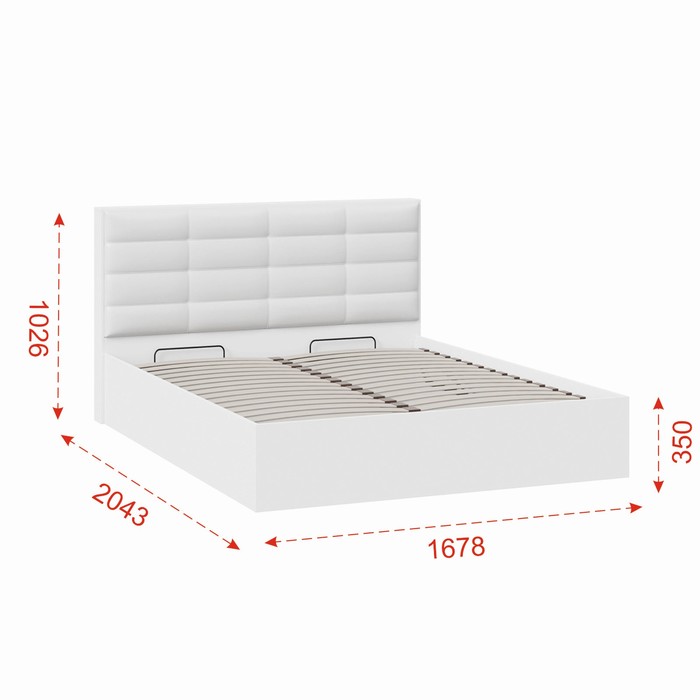 Кровать двуспальная «Агата», с ортопедическим основанием, с подъёмным механизмом, спальное место 1600×2000 мм, цвет белый