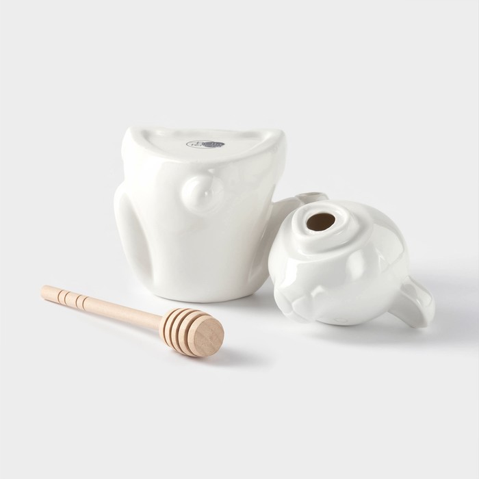 Ёмкость для мёда BellaTenero «Мишка», 280 мл, 14.5×12 см, с ложкой, фарфор, белая