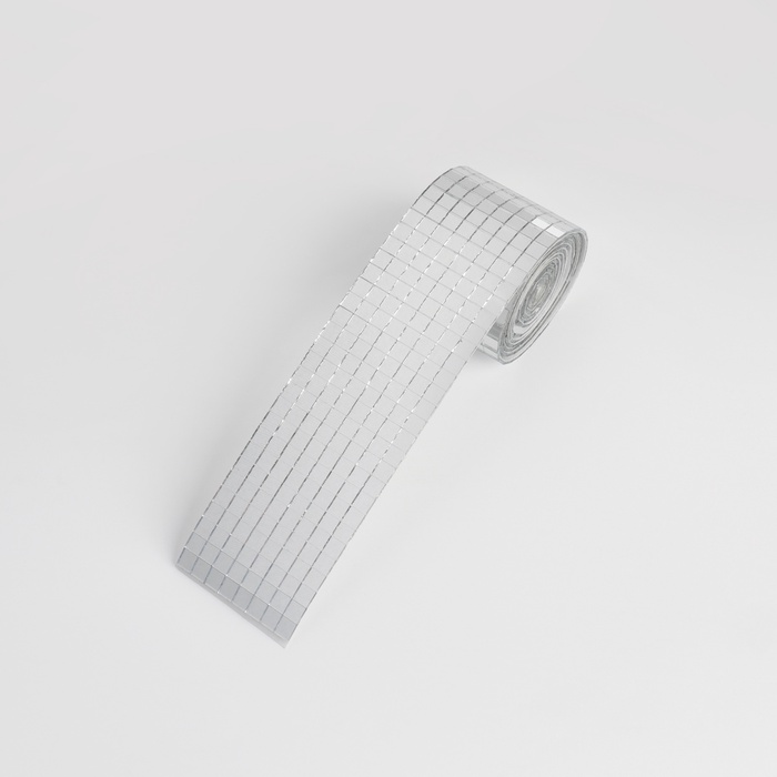 Зеркальная мозаика клеевая, 0.5×0.5 см, 8 рядов 4 см, 91±2 см, серебряное стекло