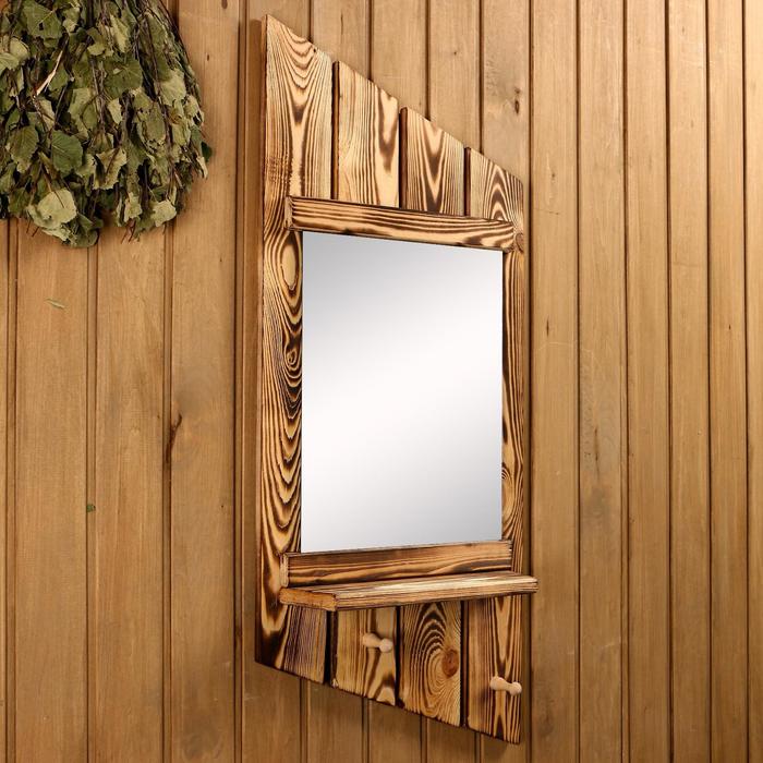 Зеркало «Диагональ», 78×35 см, обожжённое дерево, «Добропаровъ»