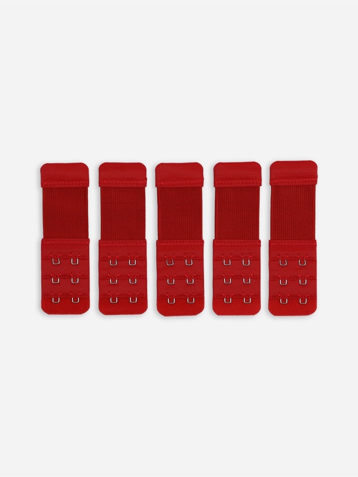 Застёжка для бюстгальтера, удлинитель, 3 ряда 2 крючка, 3.2×10.5 см, 5 шт., бордовая
