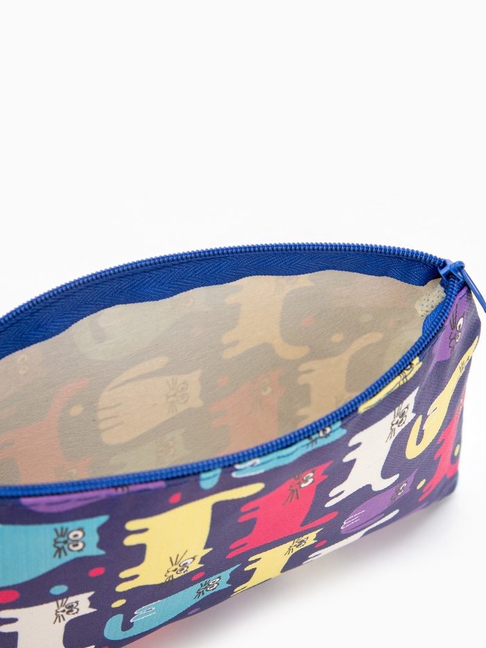 Косметичка - пенал «Котики», на молнии, плоская, с рисунком, разноцветная