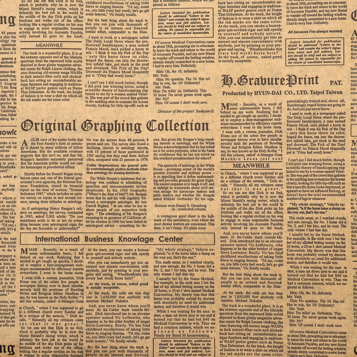 Бумага крафт, двусторонняя, чёрный - газета, 0.68×10 ±5% м