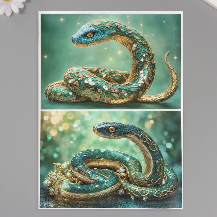 Декупажная карта «Драгоценная змея», плотность 45 г/м², формат А4
