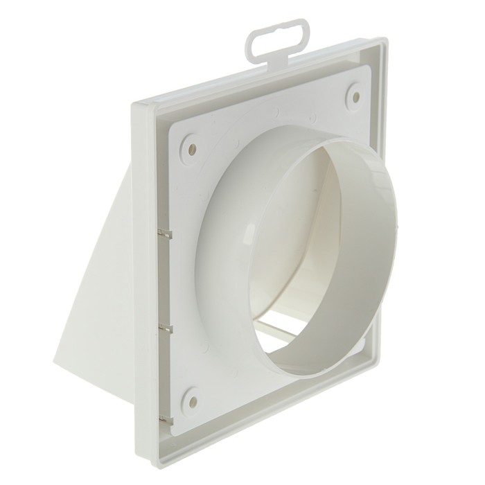 Выход стенной ERA 1515К10ФВ, 150×150 мм, с обратным клапаном, с фланцем d=100 мм, белый