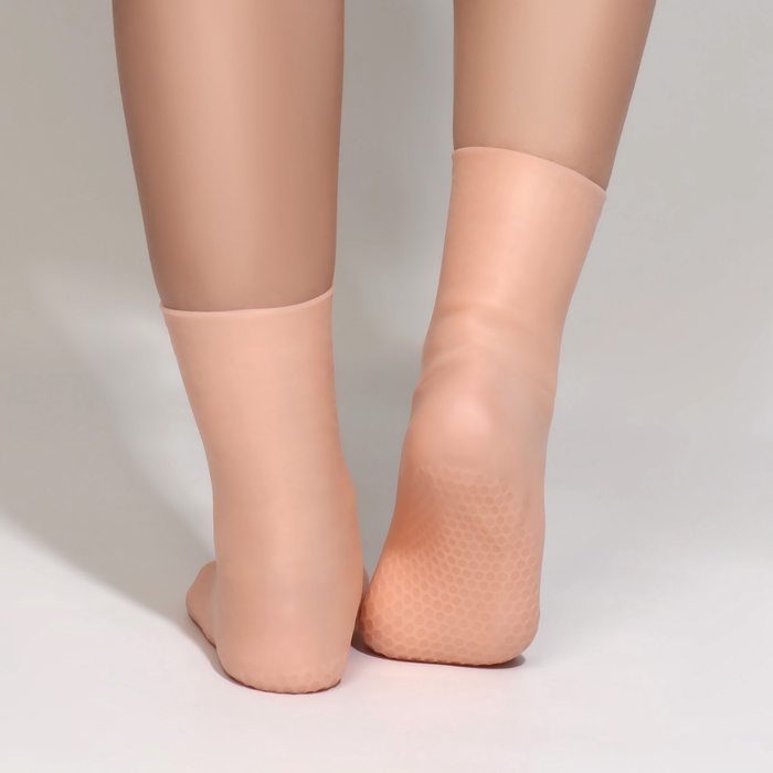 Носочки для педикюра, высокие, силиконовые, универсальный размер, 21×19 см, бежевые