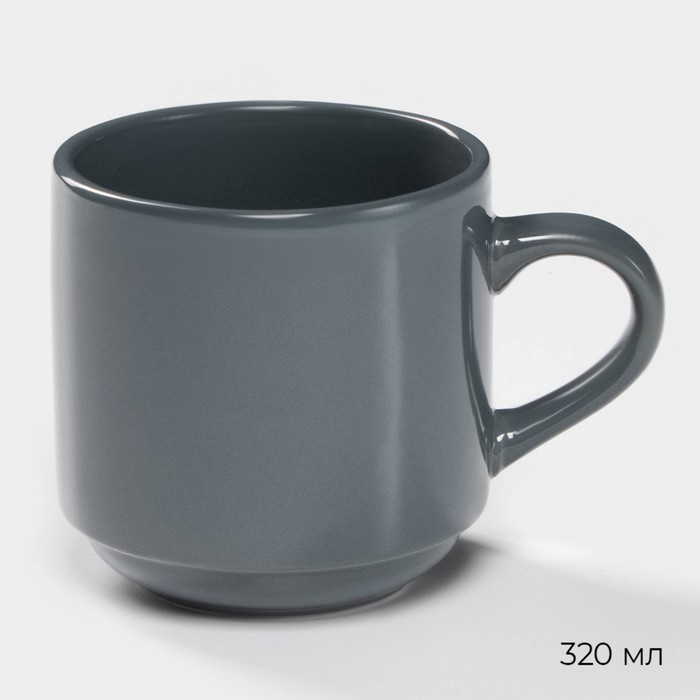 Набор посуды Magistro Night, фарфор, 16 предметов: тарелка d=25.5 см, d=19 см, миска 850 мл, d=15 см, кружка 320 мл, серый