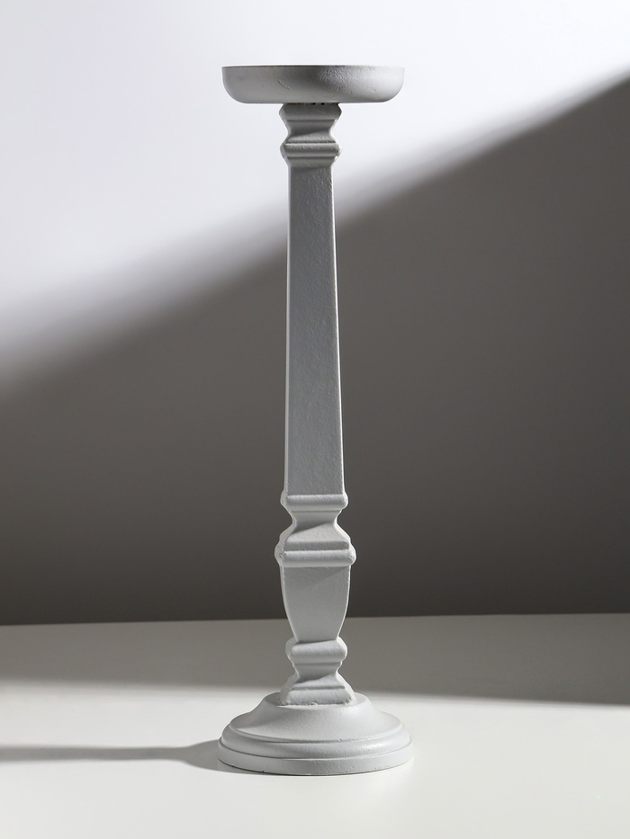 Деревянный подсвечник на 1 свечу «Пантеон», св. серый, 11.5×11.5×39.5 см