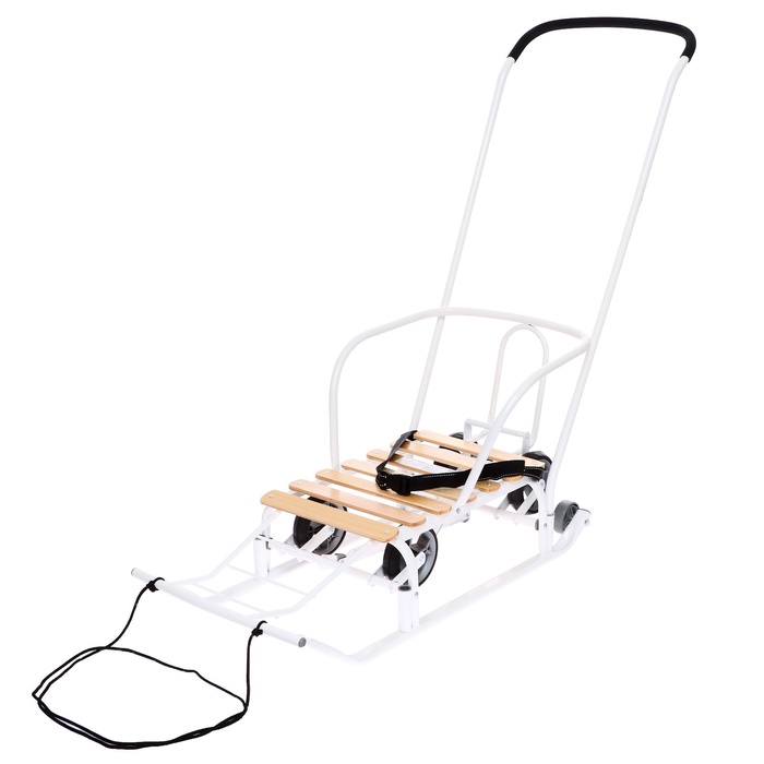 Санки детские с колёсами Nika Kids «Тимка 5 универсал», с ручкой, белые