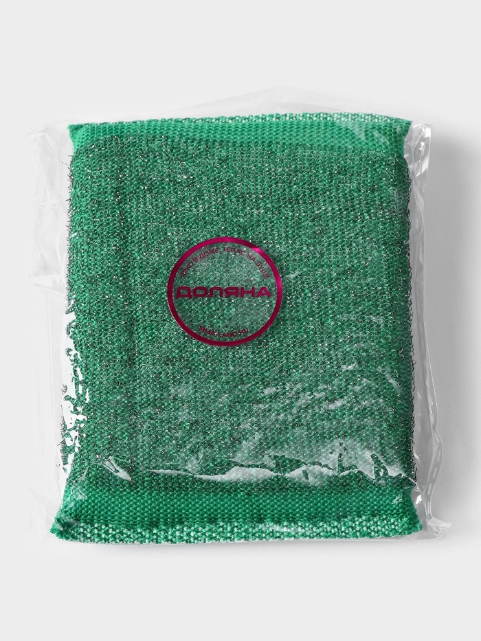 Губка для посуды Доляна, со стальной стружкой, 12×9×1.5 см, МИКС