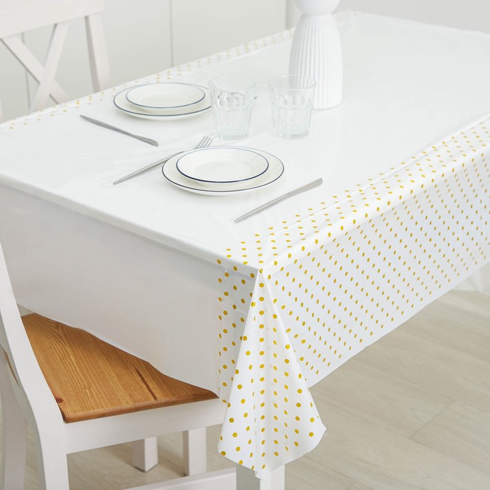 Клеёнка на стол «Горох», 137×220 см, цвет золотой