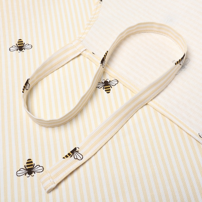 Фартук «Доляна. Пчёлки», белый, 60×70 см, 100% хлопок, рогожка 164 г/м²