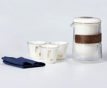 Набор для чайной церемонии ДЖЕКИЧАЙ «Исуми», 5 предметов, на 3 персоны, чашка 50 мл, чайник 180 мл, керамика, белый