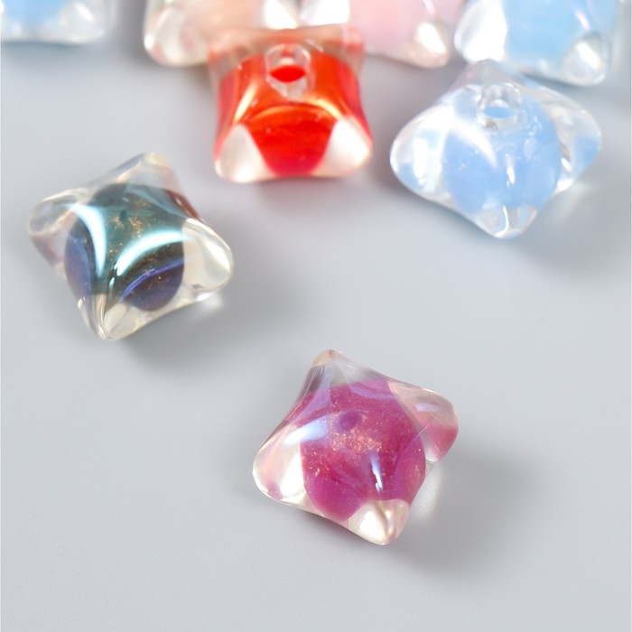 Бусина акрил с несквозным отверстием «Подушка - внутри», перламутр, 1.3×1.3 см, МИКС