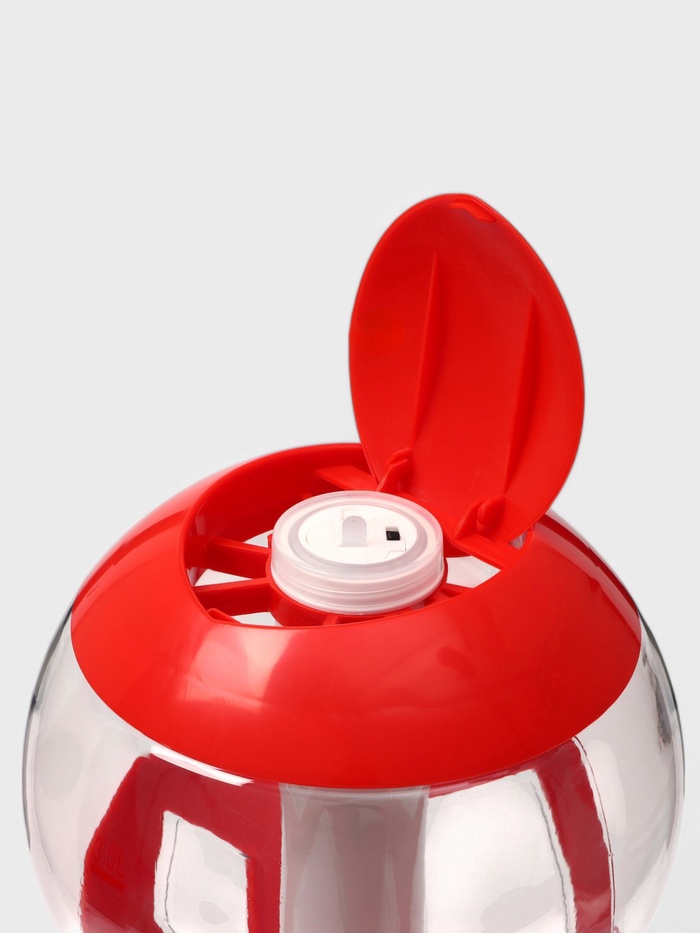 Башня пивная «Шар», колба 3 л, ёмкость для льда, подсветка, пластик, красная