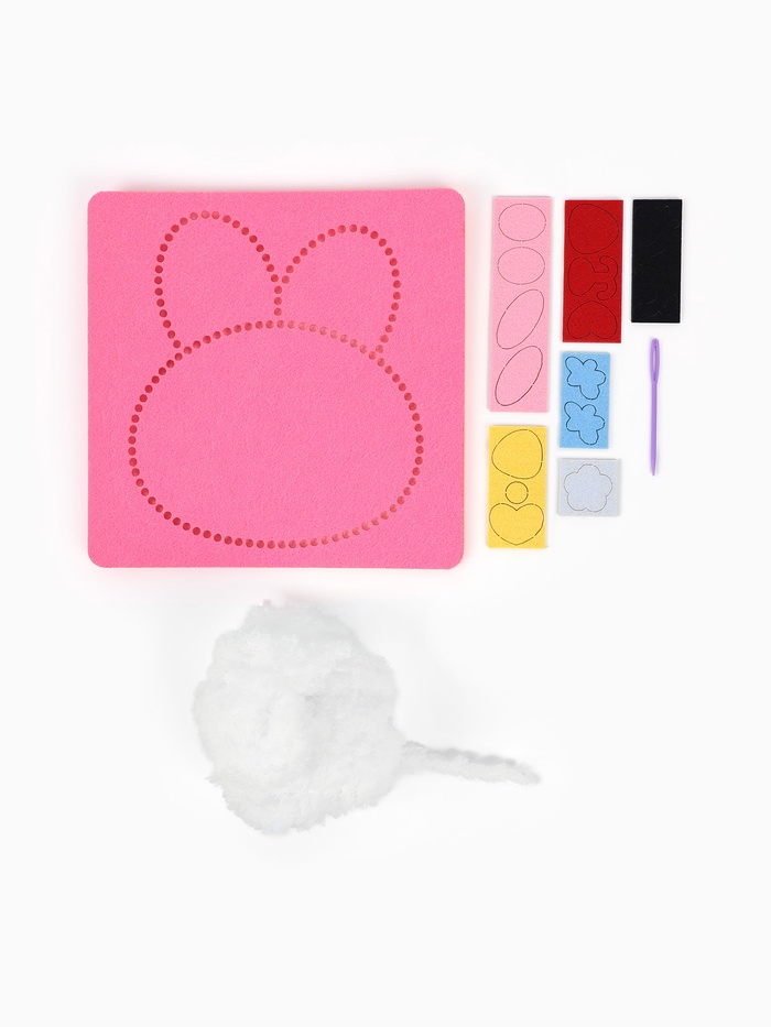 Вышивка по фетру «Зайка», 20.5×20.5 см, розовая