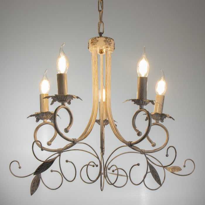 Люстра «Айрис» 5xE14 40 Вт белый с золотой патиной 66×66×46-105 см BayerLux